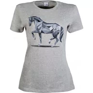 Koszulki jeździeckie - Koszulka HKM Graphical Horse light szara, rozmiar: L - miniaturka - grafika 1