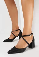 Czółenka - Czarne Czółenka z Broktem na Niskim Słupku Silvetha - miniaturka - grafika 1