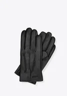 Rękawiczki - Skórzane rękawiczki męskie z przeszyciami czarne - miniaturka - grafika 1