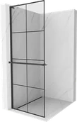 Ścianki i drzwi prysznicowe - Mexen Kioto+ L ścianka prysznicowa z półką Walk-in 70 x 200 cm, czarny wzór, czarna - 800-070-123-70-77 - miniaturka - grafika 1