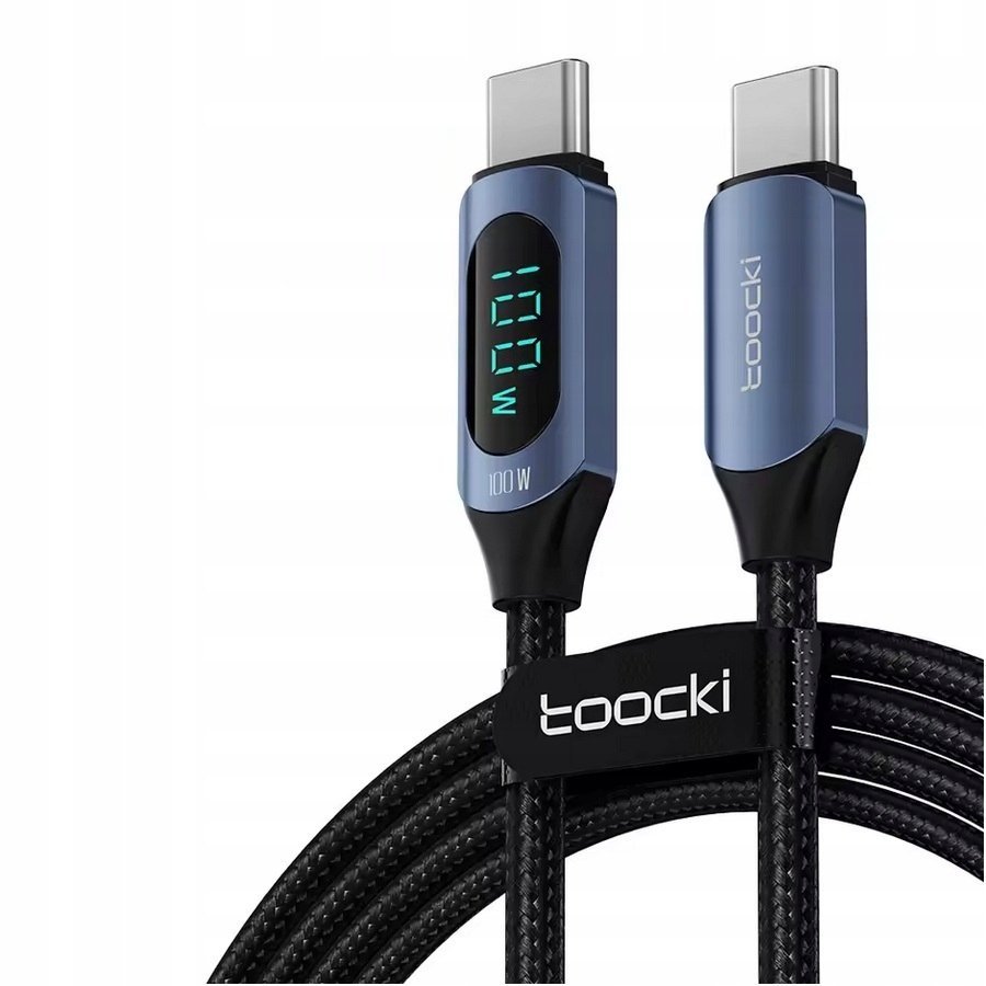 Kabel Toocki USB-C do USB-C 100W, 2m, 480Mb/s, wyświetlacz