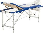 Łóżka - BODYFIT Łóżko do masażu 3 segmentowe aluminiowe BODYFIT, biało-niebieskie, 212x82 cm - miniaturka - grafika 1