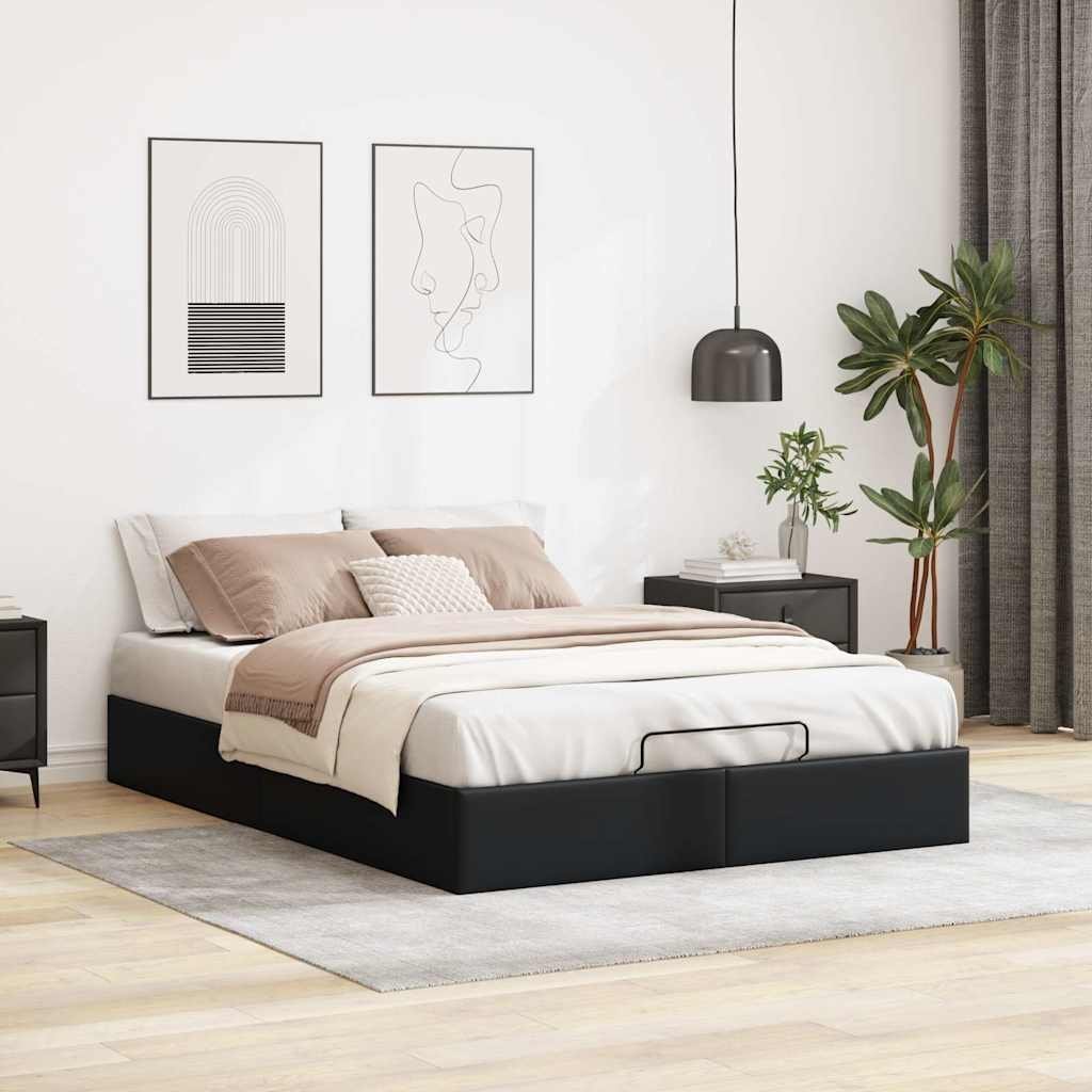 vidaXL vidaXL Rama łóżka otomana bez materaca, czarna, 140x190 cm, ekoskóra