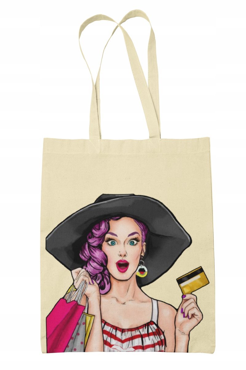 Torba Shopper-materiał-na ramie- pop art-prezent
