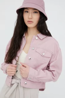 Kurtki damskie - Only kurtka jeansowa damska kolor fioletowy przejściowa - grafika 1
