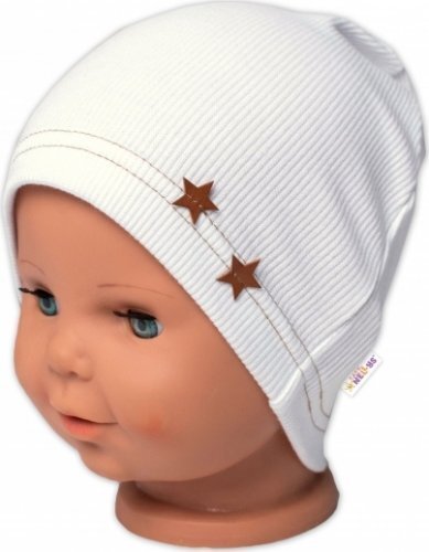 Czapka dziecięca Nellys Ribbed Cap Stars - biała