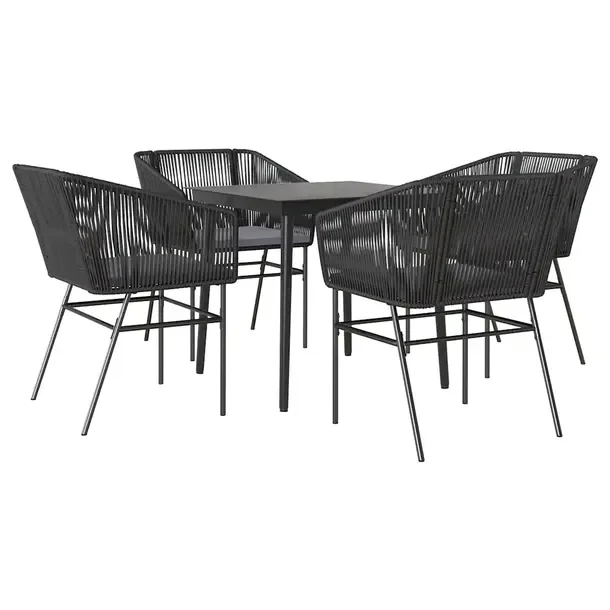 Zestaw mebli ogrodowych rattan PE, czarny, stół 80x80x74 cm, krzesło 63x