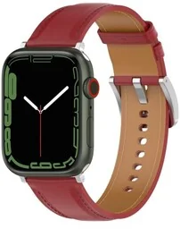 Bizon Skórzany pasek Strap Watch Casual do Apple Watch 38/40/41mm/S10 42mm, czerwony - Akcesoria do smartwatchy - miniaturka - grafika 1