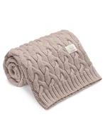 Koce i narzuty dla dzieci - Yosoy Koc dziany 100% merino wool warkocz cocoa milk - miniaturka - grafika 1