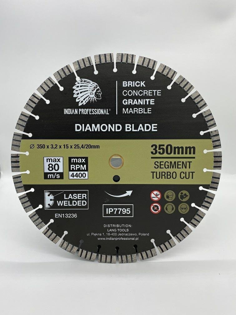 INDIAN PROFESSIONAL TARCZA DIAMENTOWA 350mm SEGMENT TURBO CUT 15mm