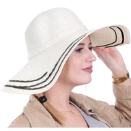 Czapki damskie - Kapelusz Damski Sun Cord Ecru-Black, Beżowy, 57 Cm - miniaturka - grafika 1