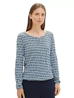 Koszulki i topy damskie - TOM TAILOR Damska koszulka z długim rękawem, 33983 - Blue Brown Geometrics Print, 3XL - miniaturka - grafika 1
