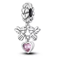 Wisiorki - Zawieszka SREBRO 925 Charms koralik do PANDORA Dwa Aniołki Serce - miniaturka - grafika 1