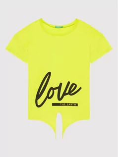 Koszulki dla chłopców - Benetton United Colors Of T-Shirt 3096C15AW Żółty Regular Fit - grafika 1