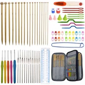 Pasmanteria - Zestaw do robienia na drutach i szydełkowania druty szydełka etui 74 el. - miniaturka - grafika 1