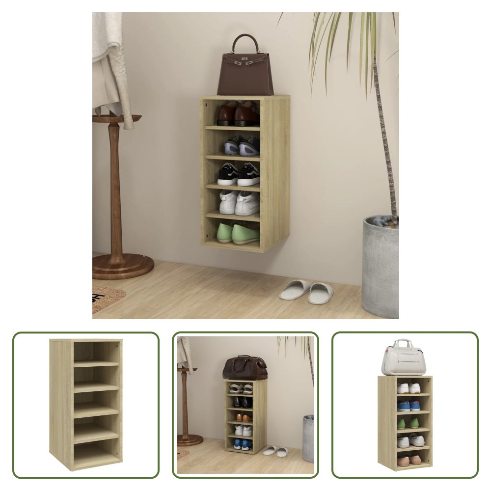 The Living Store Szafka na buty dąb sonoma 31,5x35x70 cm Materiał drewnopochodny