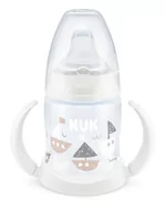 Kubki dla dzieci - NUK Butelka FC+ z PP 150ml do nauki picia z uchwytami i z wskaźnikiem temperatury (ustnik SILIKON niekapek) biała 743943A - miniaturka - grafika 1