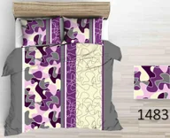 Pościel - Poszewka z kory 70x80 fioletowa różowa kremowa puzzle zapinana na guziki 100% bawełna - miniaturka - grafika 1