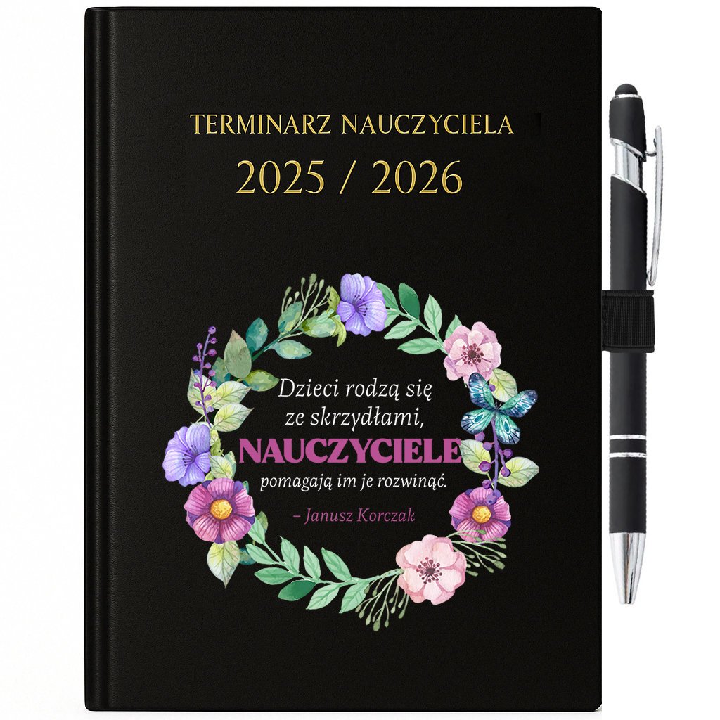 KALENDARZ NAUCZYCIELSKI PLANER 25/26 PREZENT DLA NAUCZYCIELA DŁUGOPIS CYTAT