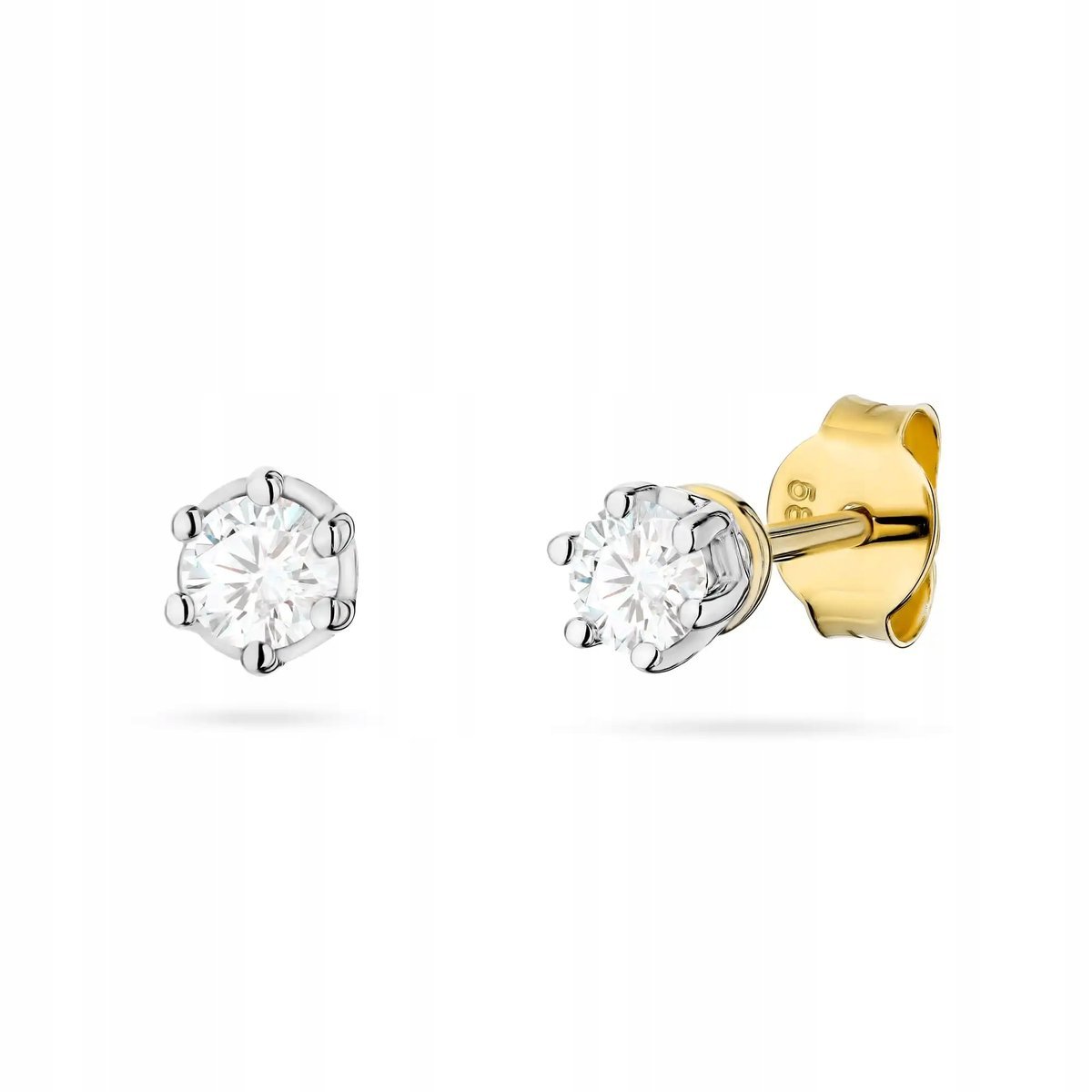 Złote kolczyki 585 z diamentem eleganckie idealne na prezent dla niej 14k