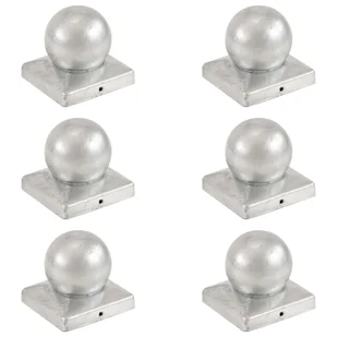 vidaXL Zatyczki na słupki, 6 szt., kule, metal, 101x101 mm - Akcesoria do ogrodzeń - miniaturka - grafika 1