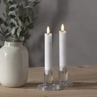 Świece - Szwedzki Zestaw 2x Świeca LED Woskowa Obiadowa FLAMME 15 cm Biała, Timer, Naturalny Płomień, Realistyczne Wykończenie, Bezpieczne i Eleganckie - miniaturka - grafika 1