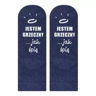 Skarpetki damskie - Skarpetki dziecięce granatowe SOXO z napisami zabawne - miniaturka - grafika 1