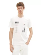 Koszulki męskie - TOM TAILOR T-shirt męski z nadrukiem fotograficznym, 10332 – Off White, M - miniaturka - grafika 1