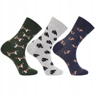 Skarpetki męskie - 3 Pary BAWEŁNIANE Skarpetki Męskie Długie Garniturowe Zwierzęta MORAJ r. 39-42 - miniaturka - grafika 1