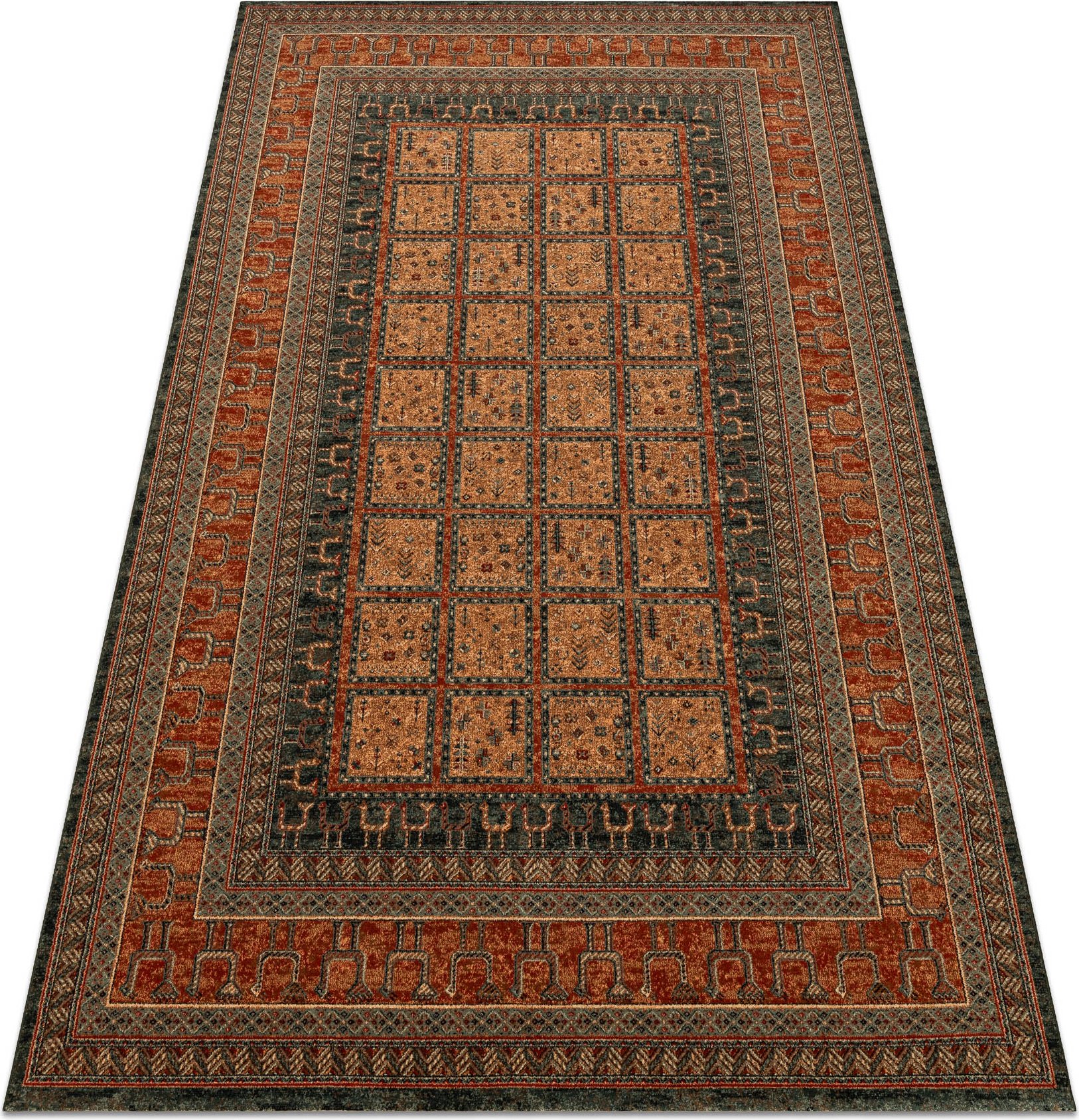 Dywan wełniany KASHQAI 4349 500 orientalny, ramka bordo czerwony 200x300 cm