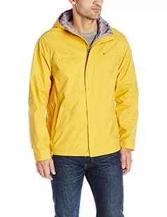 Tommy Hilfiger Męska wodoodporna oddychająca kurtka z kapturem płaszcz przeciwdeszczowy, ŻÓŁTY, XXL - Płaszcze damskie - miniaturka - grafika 1