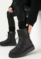 Śniegowce damskie - Czarne Śniegowce ze Ściągaczem na Grubej Podeszwie Randra - miniaturka - grafika 1