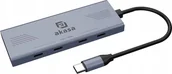 Huby USB - AKASA Hub 7 w 1, USB-A 3.2 Gen 1, szary - miniaturka - grafika 1