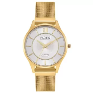 Zegarek Złoty damski zegarek z bransoletką mesh PACIFIC S6027-09 - Zegarki damskie - miniaturka - grafika 1