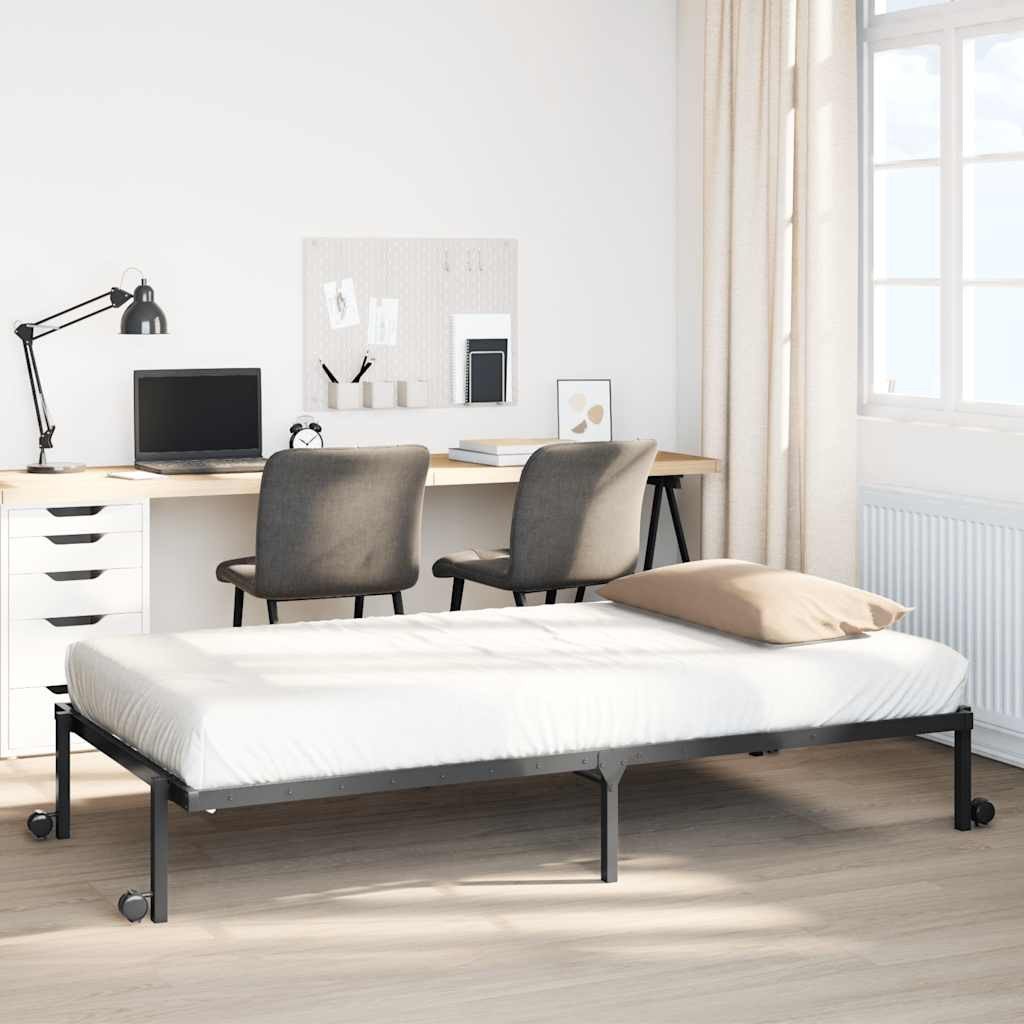 vidaXL Rama łóżka bez materaca składana czarna 100x200 cm stalowa