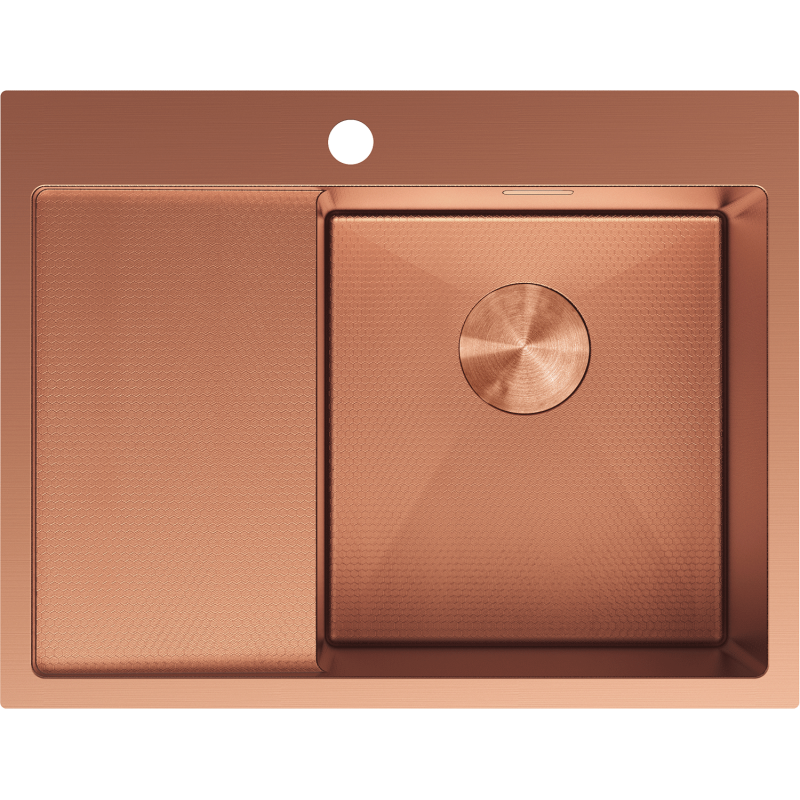 Mexen Exar zlewozmywak stalowy 1-komorowy z ociekaczem prawy 620 x 480 mm, miedź HC - 6432621005P-65HC