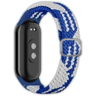 Akcesoria do smartwatchy - Opaska pasek elastyczny z klamrą Vanfone do Xiaomi Mi Smart Band 8/9, niebiesko-biały - miniaturka - grafika 1