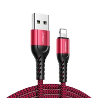 Kable USB - Joyroom N10 King Kong series zestaw 3 x nylonowy kabel przewód USB - Lightning (0.25m + 1.2m + 2m) 2,4A czerwone - miniaturka - grafika 1