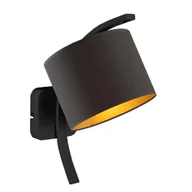 Lampy ścienne - Czarny kinkiet do salonu TEKSAS GOLD z abażurem ze złotym wnętrzem - miniaturka - grafika 1