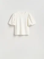 Moda i Uroda OUTLET - Reserved - T-shirt z bufiastymi rękawami - złamana biel - miniaturka - grafika 1