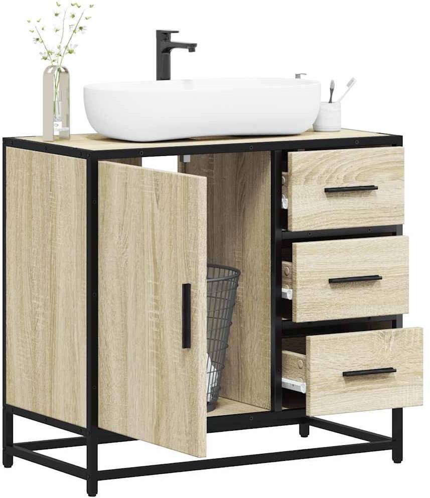 vidaXL Szafka pod umywalkę, dąb sonoma, 65x33x60 cm