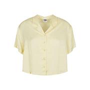 Koszule damskie - Urban Classics Damska koszula damska Viscose Satin Resort Shirt, krótki rękaw, damska koszula dostępna w 3 kolorach, rozmiary XS - 5XL, Softyellow, 4XL - miniaturka - grafika 1