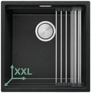 Zlewozmywaki - Primagran Zlewozmywak granitowy z dużą komorą XXL jednokomorowPraga 50 Level kolor Grafitowy MP5KG-X0#P - miniaturka - grafika 1