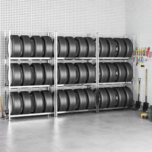 3-poziomowe regały na opony, 3 szt., 110x40x200 cm, stal - Szafy i regały magazynowe - miniaturka - grafika 1