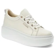Sneakersy damskie - Beżowe Sneakersy Carinii Modne Skórzane Buty - miniaturka - grafika 1