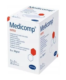Hartmann Medicomp Extra kompresy z włókniny jałowe 5 cm x 5 cm 25 x 2 sztuki - Apteczki i materiały opatrunkowe - miniaturka - grafika 2