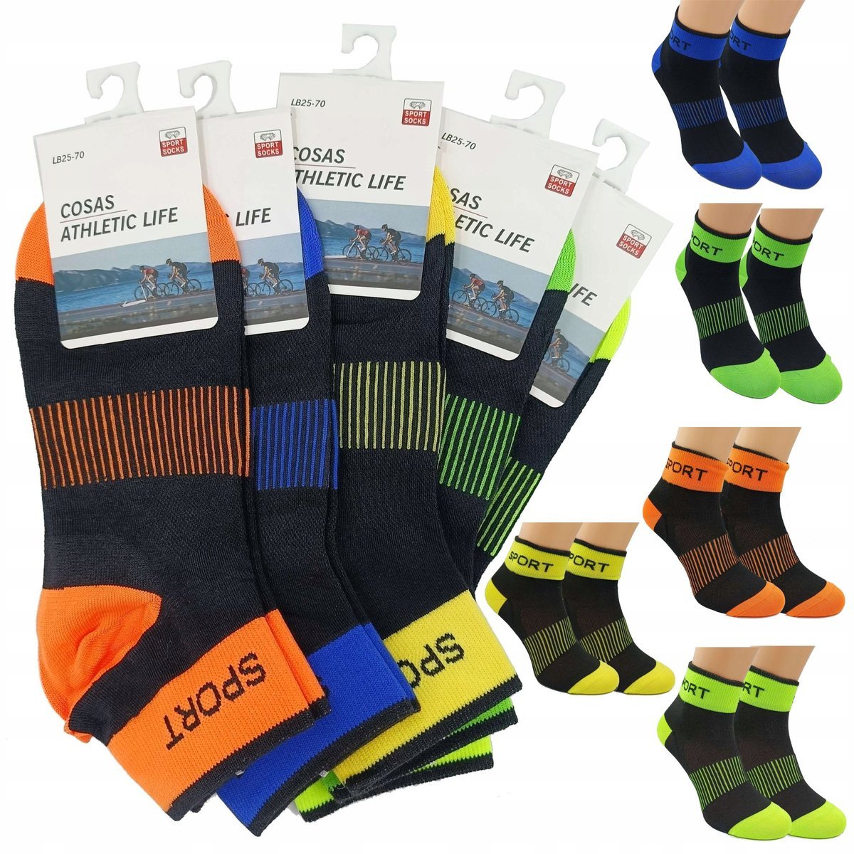 5 PAR SPORTOWE Skarpetki STOPKI MĘSKIE CIENKIE 43-46 TERMOAKTYWNE KOLOROWE