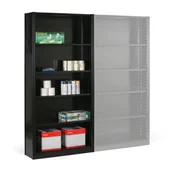 Szafy i regały magazynowe - Metalowy regał z tylną ścianą, 2100 x 1000 x 300 mm, czarny, dodatkowy - miniaturka - grafika 1