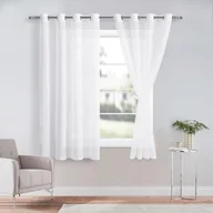 Firany i zasłony dla dzieci - DWCN Sheer Przezroczysta zasłona z woalu, na przelotkach, do salonu, pokoju dziecięcego, sypialni, biała, 160 x 132 cm (wys. x szer.), 2 sztuki - miniaturka - grafika 1