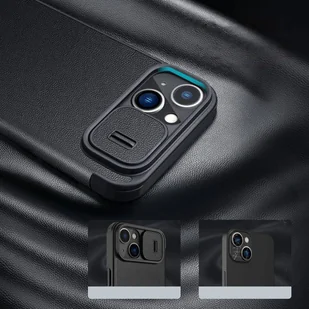 Nillkin Qin Leather Pro Case etui iPhone 14 Plus osłona na aparat kabura pokrowiec obudowa z klapką zielony - Etui i futerały do telefonów - miniaturka - grafika 9